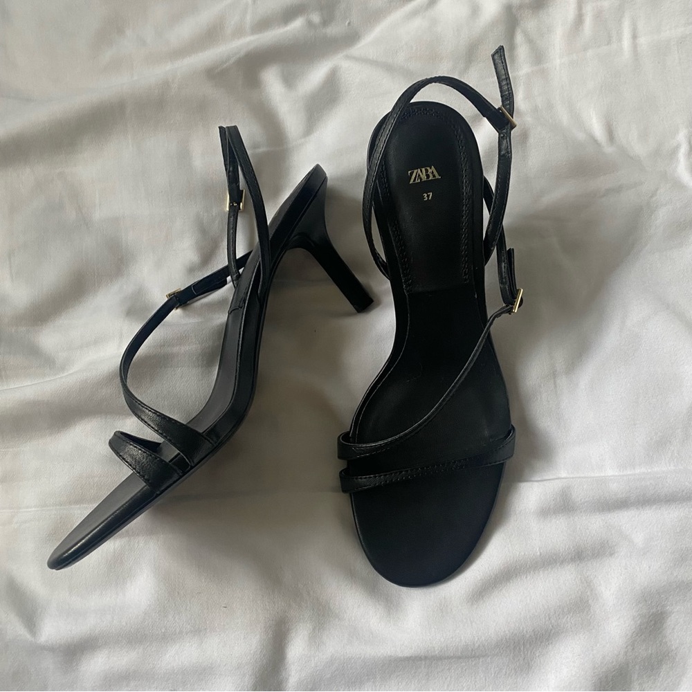 Zara Kitten Heel Strappy Sandals